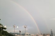 Double rainbows under TC Warning Signal No.1